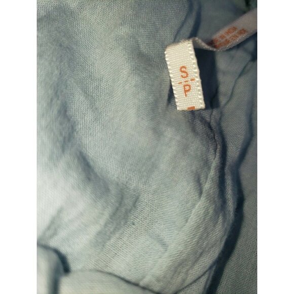 FREE PEOPLE Sunbeams Mini Dress Light Blue Smocked Embroidered Small Boho Dainty - Picture 8 of 12